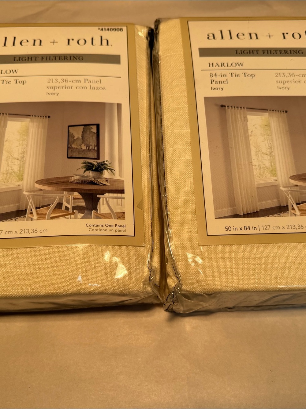 Ivory Light-Filtering Curtain Panel - Harlow 2 SETS